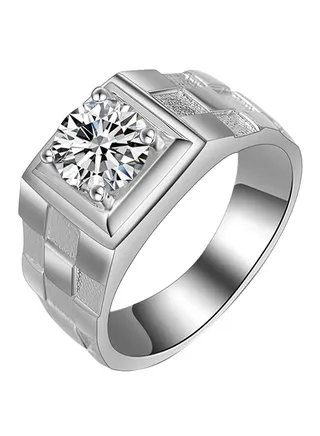 Silver Plated Wedding Ring Studded With Zircon 
