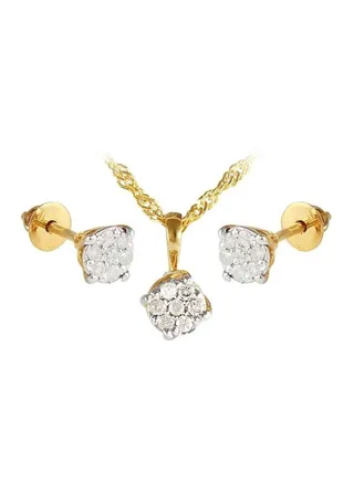 18 Karat Gold 0.21 Ct Diamond Jewellery Set 