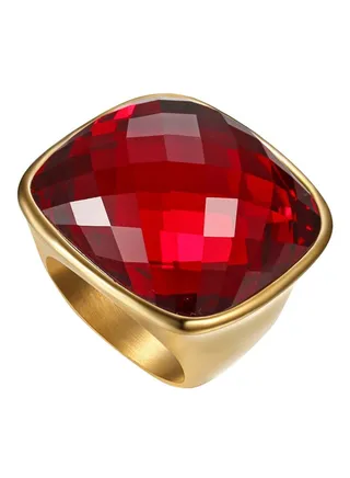 Stone Embellished Titanium Signet Ring 