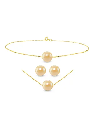 3-Piece 18K Gold Pearl Jewellery Set 