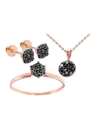18K Gold Diamonds Solitaire Jewellery Set 