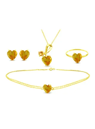 18 Karat Solid Yellow Gold Swiss Topaz Jewellery Set 