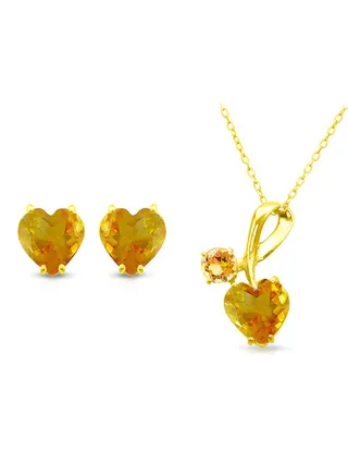 18 Karat Solid Yellow Gold Swiss Topaz Jewellery Set 