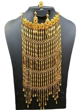 Imitation Jewelry Set for Women Necklace Earrings and Ring Silver plated 4 Piece 