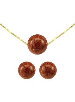 10K Gold Sunstone Jewellery Set 