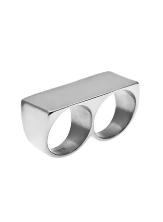 Two Fingers Minimalism Design Platinum Ring 