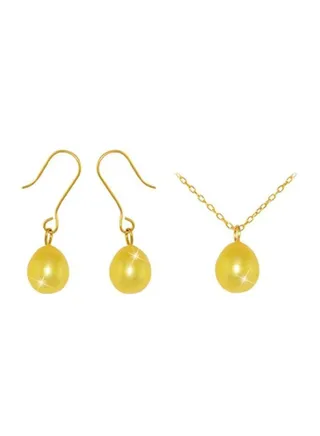 3-Piece 10 Karat Gold Pearl Jewellery Set 