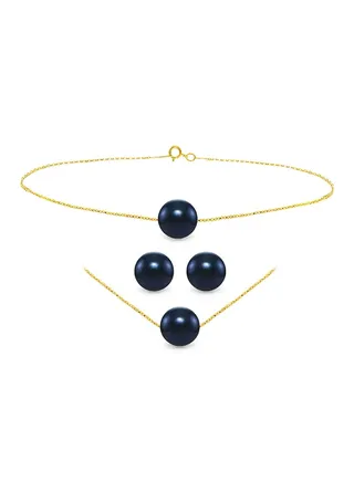 3-Piece 18K Gold Pearl Jewellery Set 