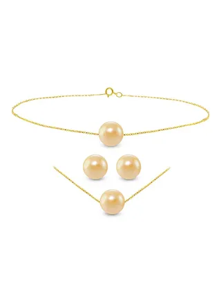 3-Piece 10K Gold Pearl Jewellery Set 