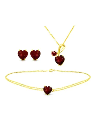 18 Karat Gold Garnet Studded Jewellery Set 