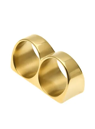 Two Fingers Minimalism Design Gold Plated Platinum Ring 