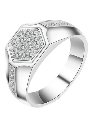 Silver Plated Wedding Ring Studded With Zircon 