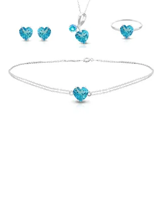 18 Karat Solid Gold Swiss Topaz Jewellery Set 