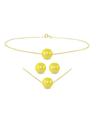 3-Piece 10K Gold Pearl Jewellery Set 