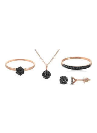 18K Gold Diamonds Solitaire Jewellery Set 