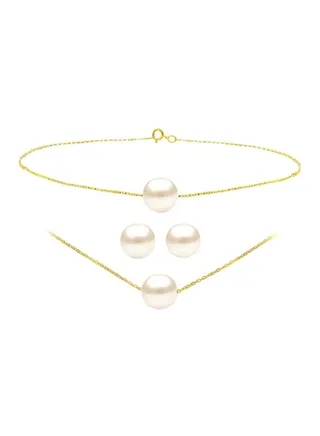 4-Piece 10 Karat Gold Pearl Jewellery Set 