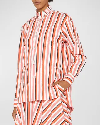 Striped Button-Front Shirt