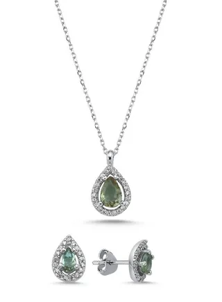 925 Silver, Teardrop Sultanite CZ Halo Solitaire Set Rhodium Plated 100% Precious Metal Gift for Women- Emnon69SE 