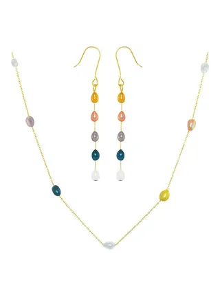 18 Karat Gold Pearls 2 Piece Jewellery Set 
