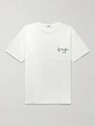 Embellished Logo-Embroidered Cotton-Jersey T-Shirt
