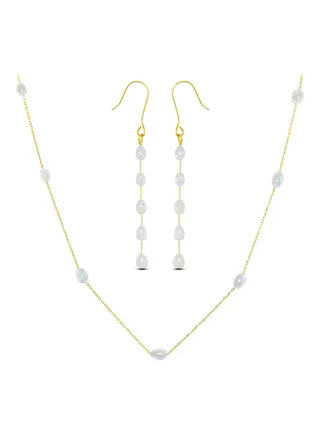 18 Karat Gold Pearls 2 Piece Jewellery Set 