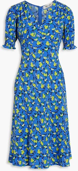 Jemma shirred floral-print crepe dress