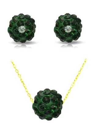 10 Karat Solid Yellow Gold Simple 10 mm Crystal Ball Jewellery Set 