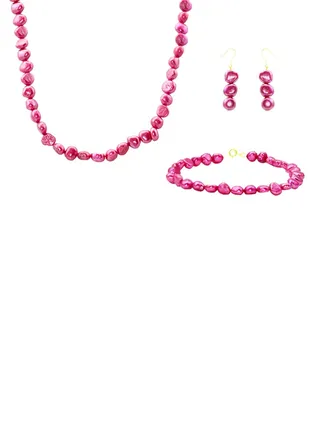 10 Karat Gold With Pearls Strand Jewellery Set 