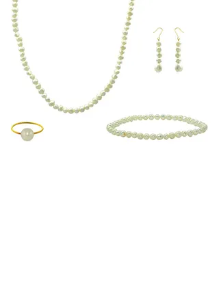 10 Karat Gold With Pearls Jewellery Set 