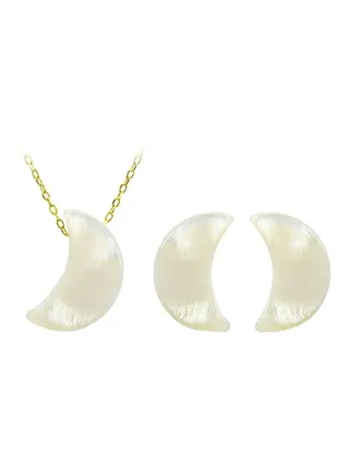 2-Piece 10 Karat Gold Pearl Studded Jewellery Set 