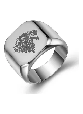 Wolf Head Printed Ring 