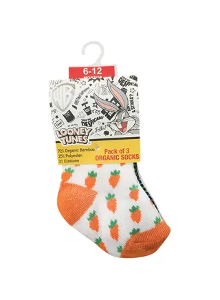 Bug Bunny Bamboo Cotton Sock - Printed (Pack Of 2) - White/Green/Grey6-12M 