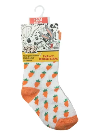 Bug Bunny Bamboo Cotton Sock - Printed (Pack Of 2) - White/Grey 12-24M 