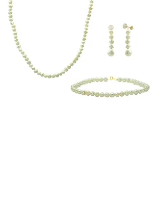 10 Karat Gold With Pearls Jewellery Set 