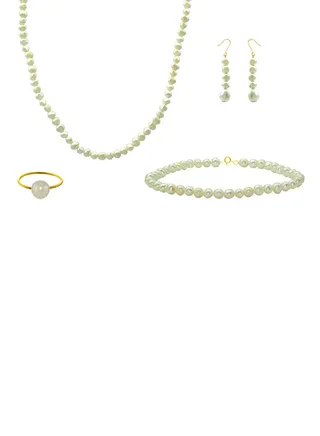 10 Karat Gold With Pearls Jewellery Set 