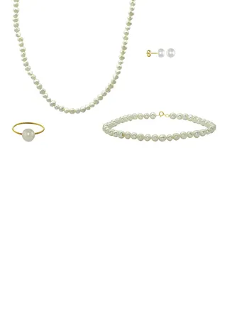 10 Karat Gold With Pearls Jewellery Set 