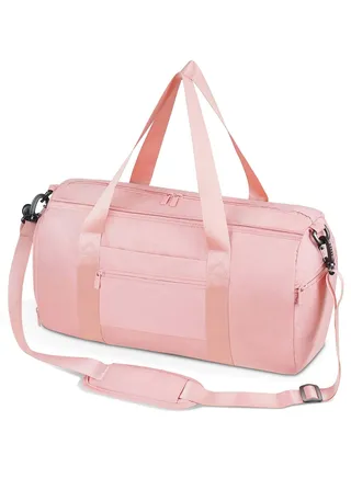Gym Bag for Women and Men, Dry Wet Separation Sports Sling Bag with Shoe and Wet Clothes Compartments, Waterproof Duffle Bag Lightweight Carryon Gym Bag (Pink) 