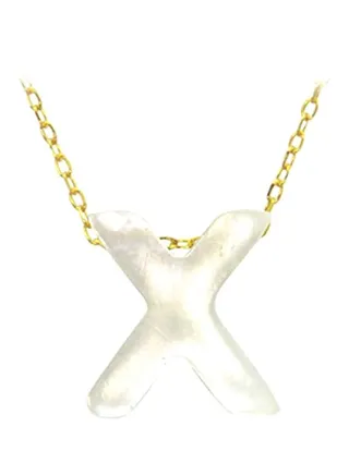 18 Karat Gold X Letter Mother Of Pearl Jewellery Set 