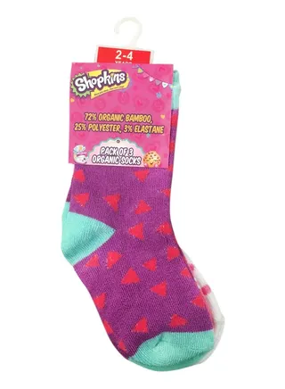 Shopkins Bamboo Cotton Sock - Printed (Pack Of 2) - Lavender/Pink 2-4Y 