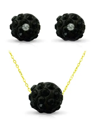 10 Karat Solid Yellow Gold Simple 10 mm Crystal Ball Jewellery Set 