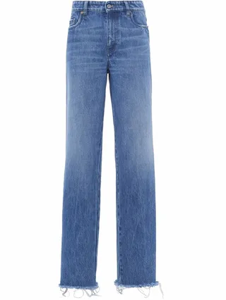 Logo-Embroidered Wide-Leg Jeans