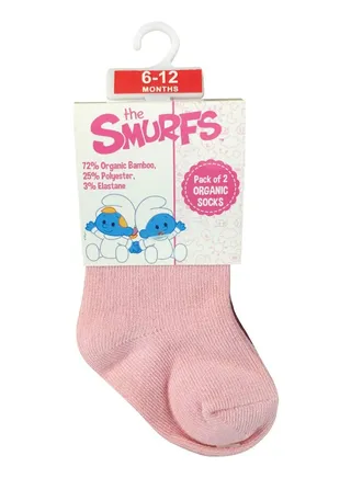Smurf Bamboo Cotton Sock - Solid (Pack Of 2) - Pink & Lavender - 6-12M 