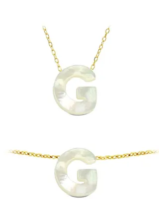 18 Karat Gold G Letter Mother Of Pearl Jewellery Set 