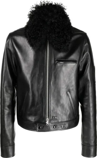 Detachable Collar Leather Jacket