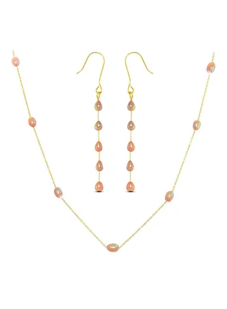 18 Karat Gold Pearls 2 Piece Jewellery Set 