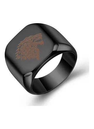 Wolf Head Printed Ring 