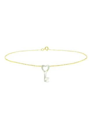 10 Karat Gold Key Shape Mother Of Pearl Jewellery Set 