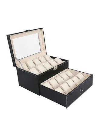 2-Layer Watch Organizer Box With Glass Display 