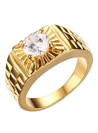 Stone Embellished Titanium Engagement Ring 