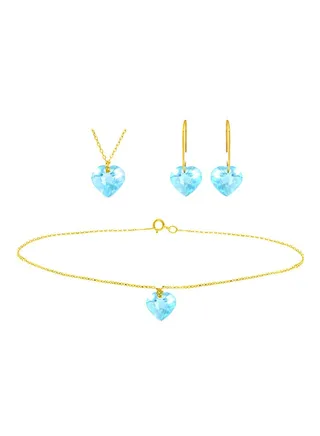 18 Karat Solid Yellow Gold 7 mm Topaz Jewellery Set 